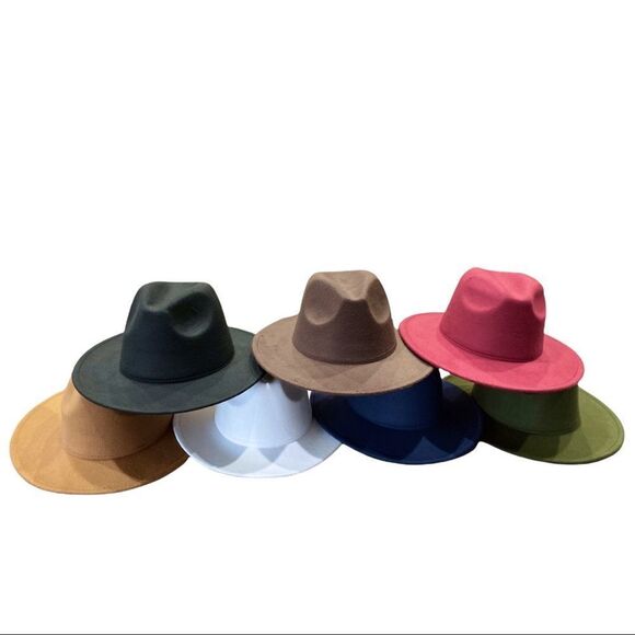 Stylish Black Stiff Brim Tall Dented Crown Fedora Hat NEW - Picture 3 of 4